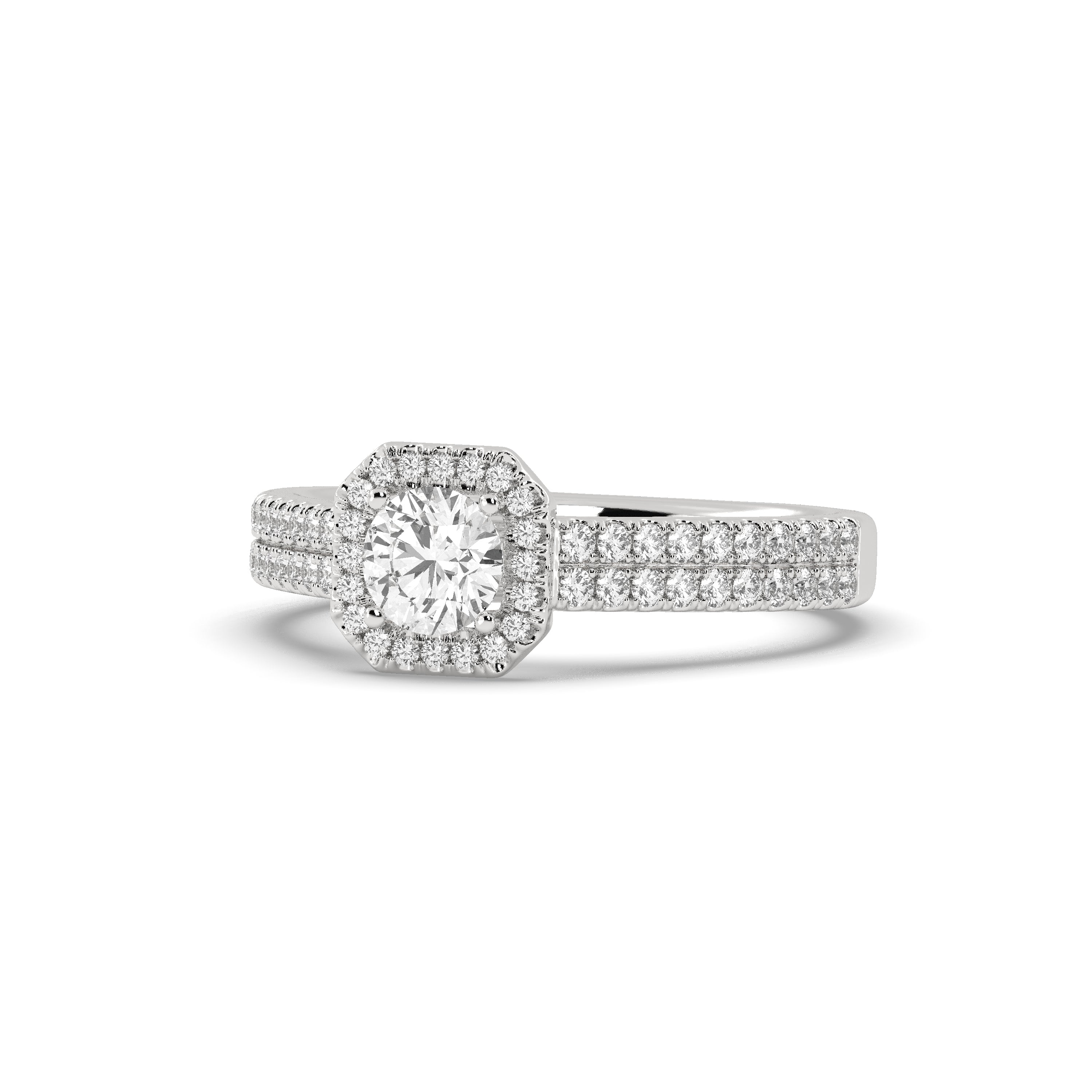White Gold Studded 1.11 Carat Lab Grown Diamond Ring-E Color VS2 Clarity.
